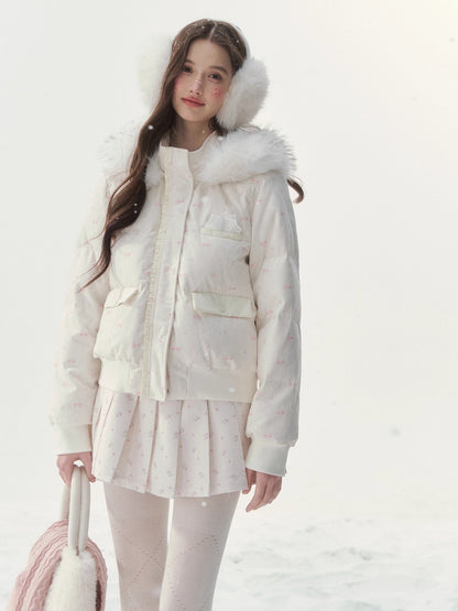 White Fur-Collar Duck Down Jacket