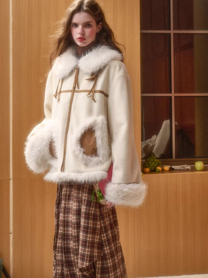 Wool-Blend Shearling-Style Oversized Jacket