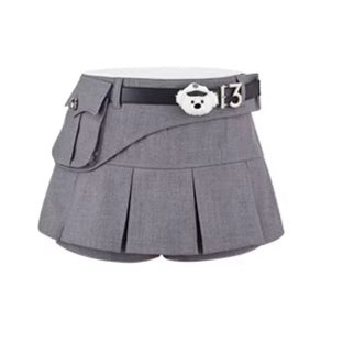 Pocketed Tailored Pleated Mini Skirt