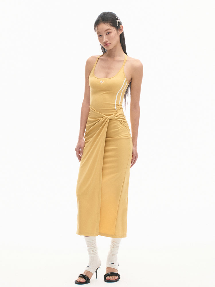 Color Block Casual Slimming Waist Mid-Length Dress Black / M