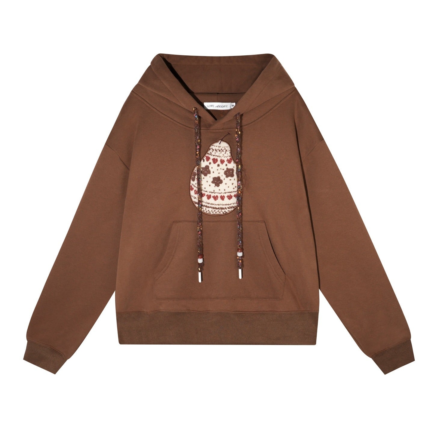 Brushed Fair Isle Knit Hooded Sweatshirt