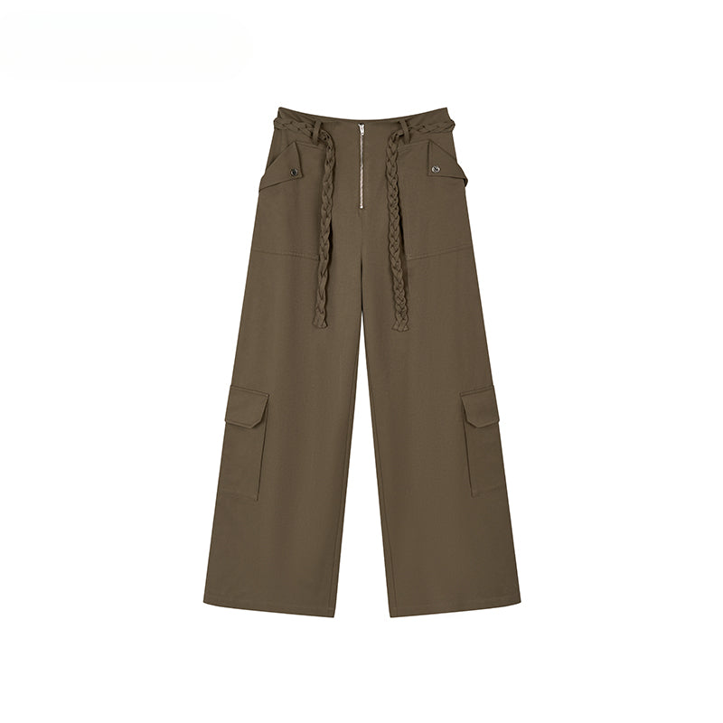 Loose-fitting Straight-leg Pants with Large Pockets