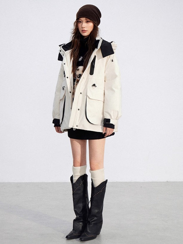 Colorblock Down Parka Jacket