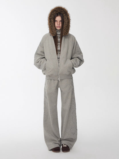 Faux-Fur Sweatshirt &amp; Jogger Set