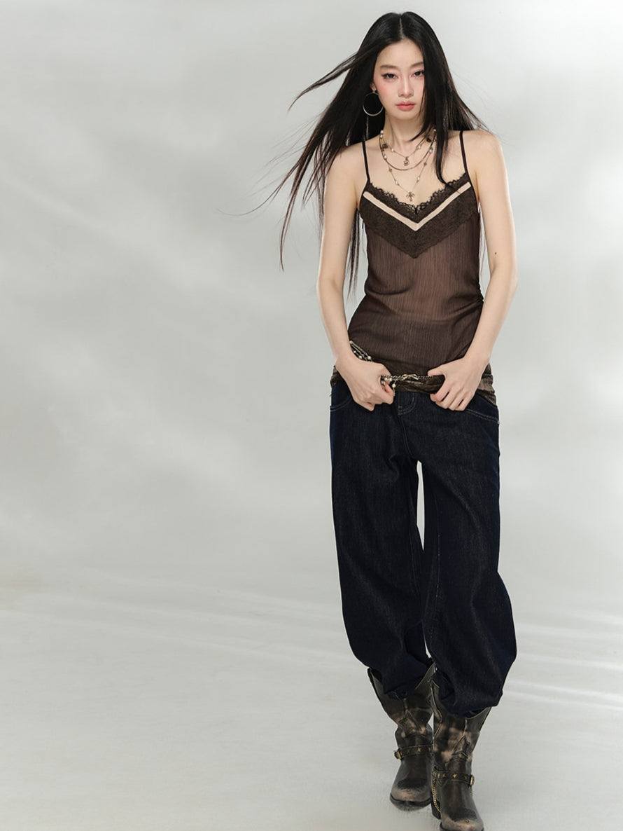 Vintage Raw Denim Straight-Leg Jeans