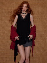 Vintage Lace Trim V-Neck Tank Top - CHINASQUAD