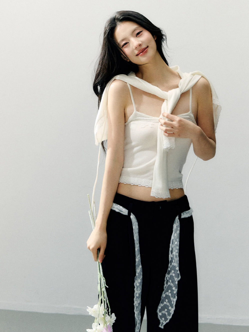 Sheer Shirt &amp; Inner Layer Two-Piece Set