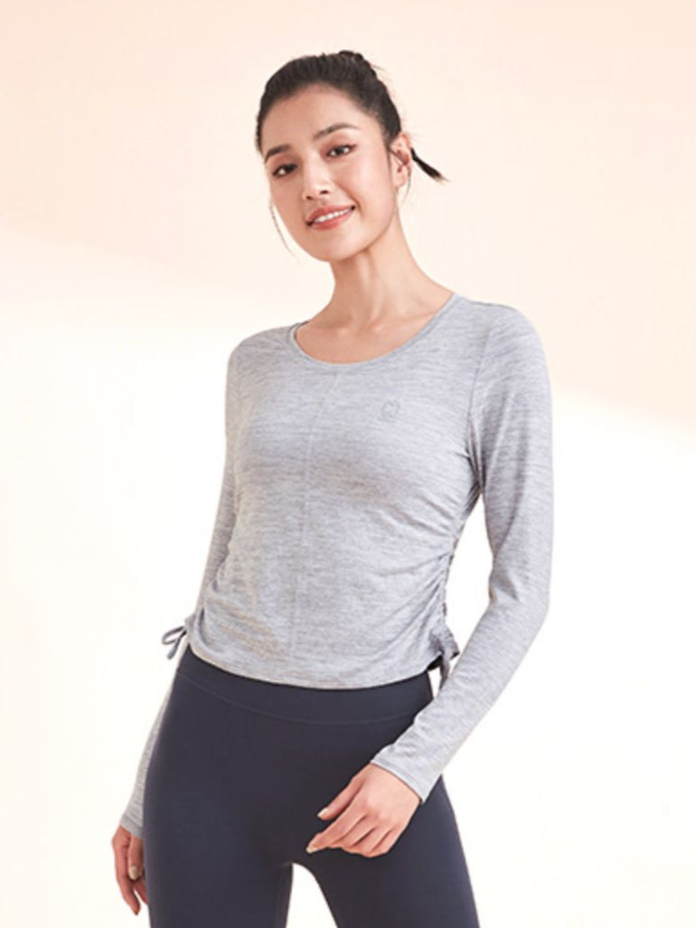 Quick-dry Drawstring Yoga  Long Sleeves Top