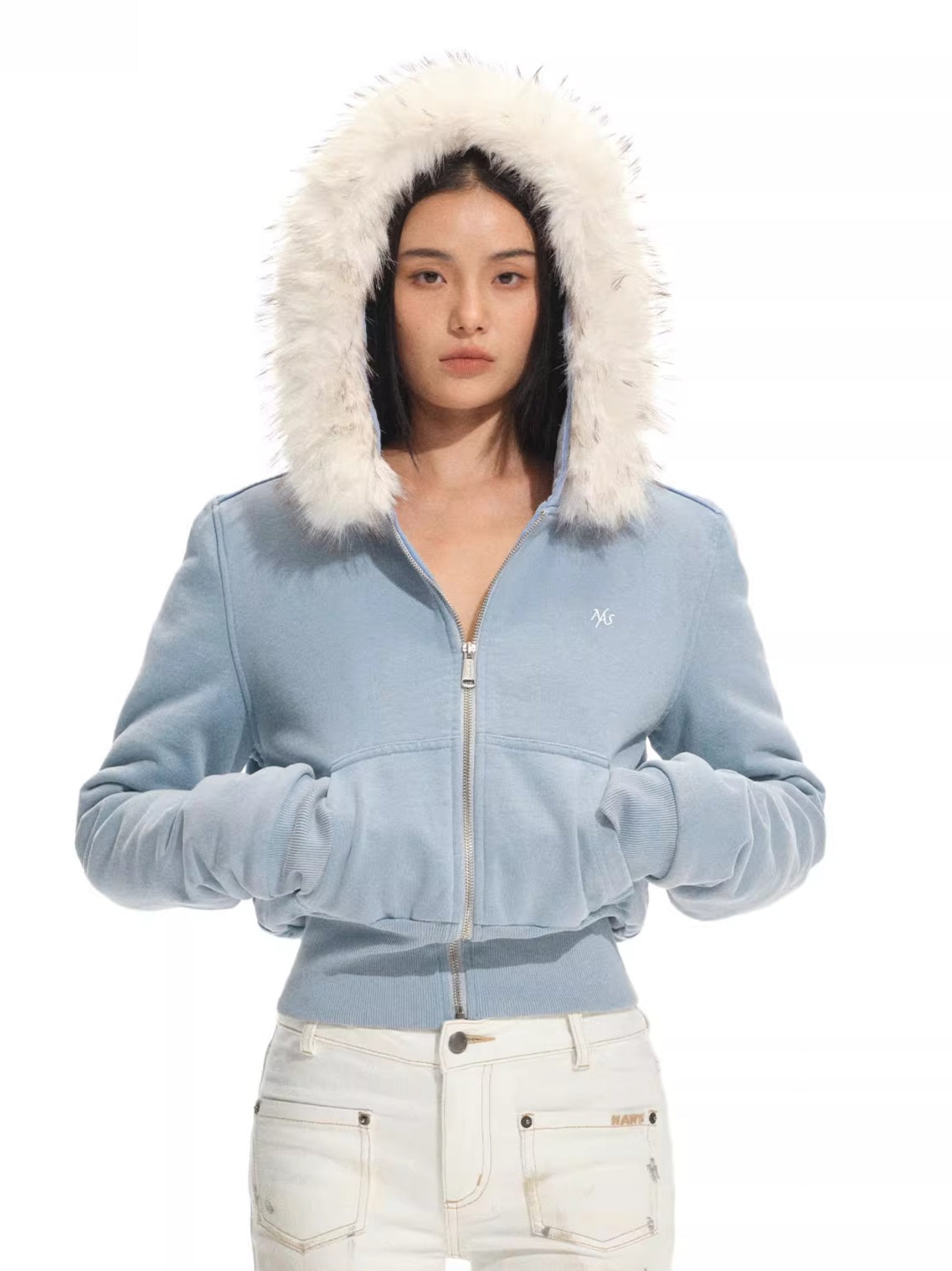 Faux Fur Collar Hooded Cotton Jacket