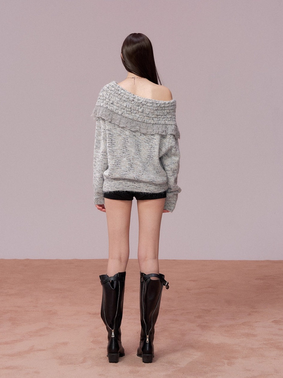 Fringe Knit Sweater &amp; Scarf Set