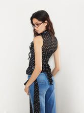 Lace Love Embroidery Polka Dot V-Neck Tank Top - CHINASQUAD