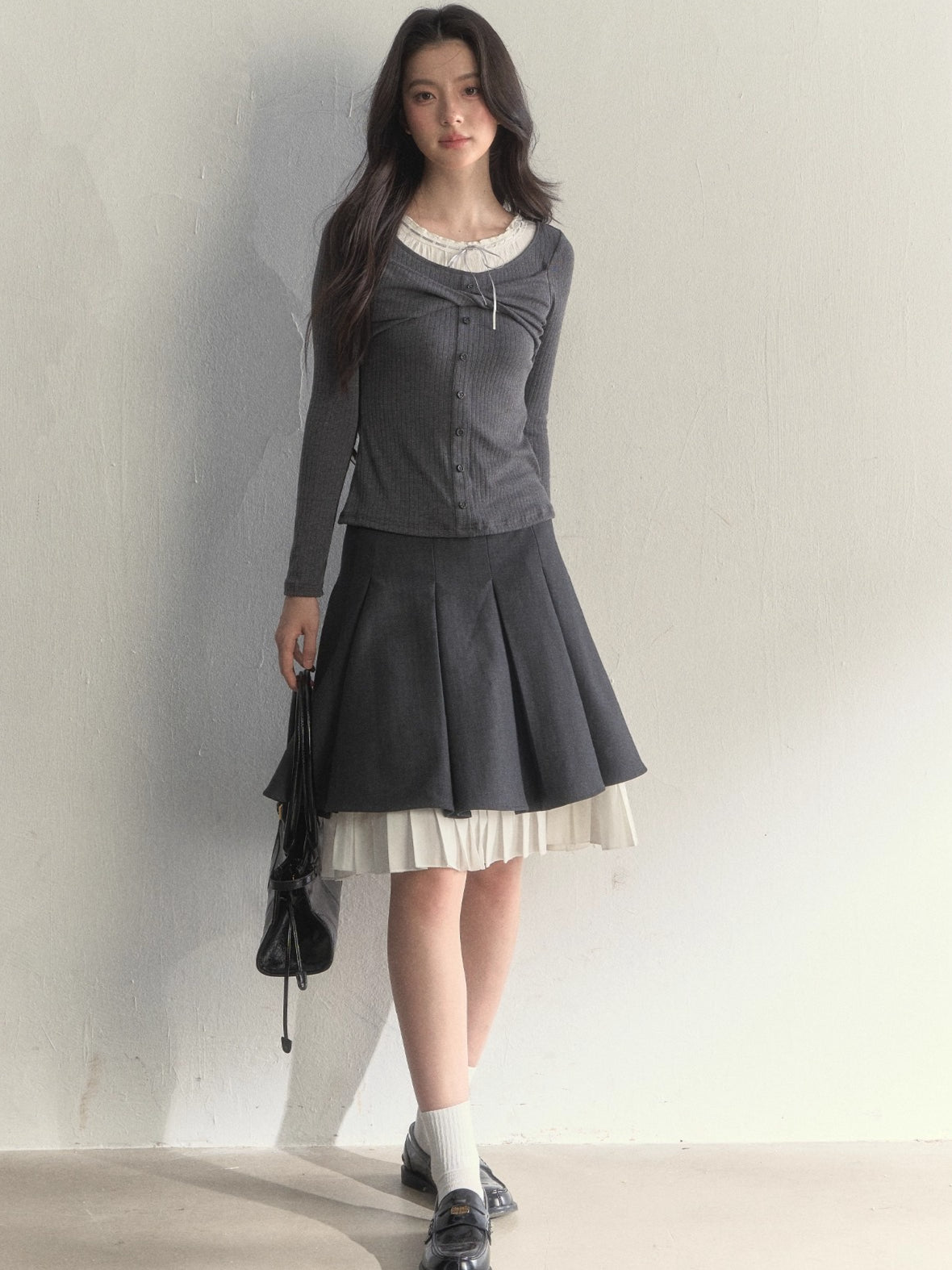 Bow-Tied Knit Long Sleeve T-Shirt