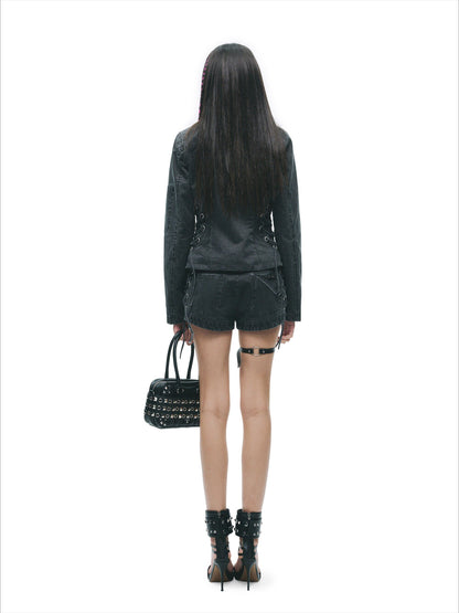 Vintage Washed Punk Grunge Drawstring Hot Shorts