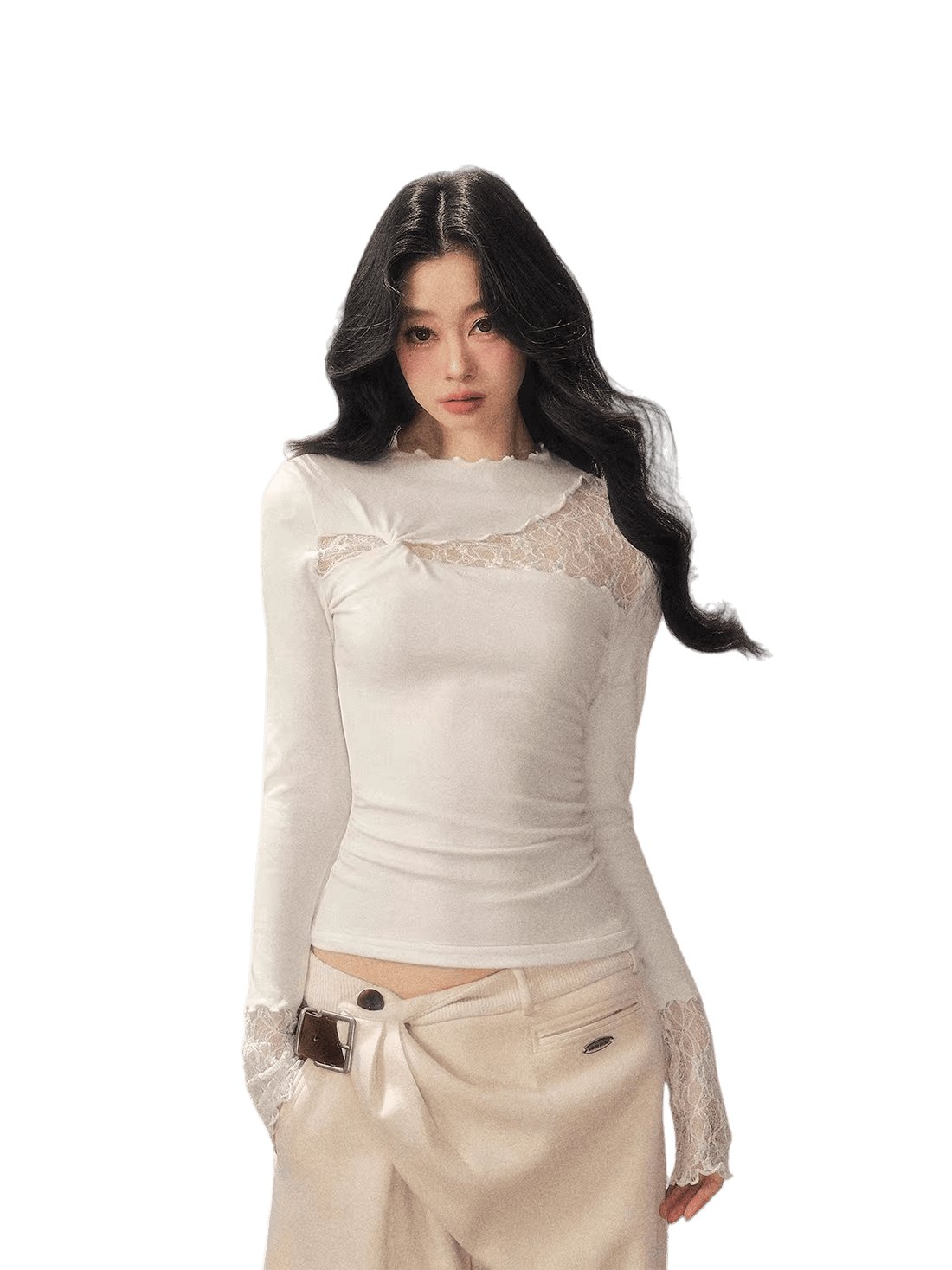 Mock-Neck Slim-Fit Long Sleeve T-Shirt