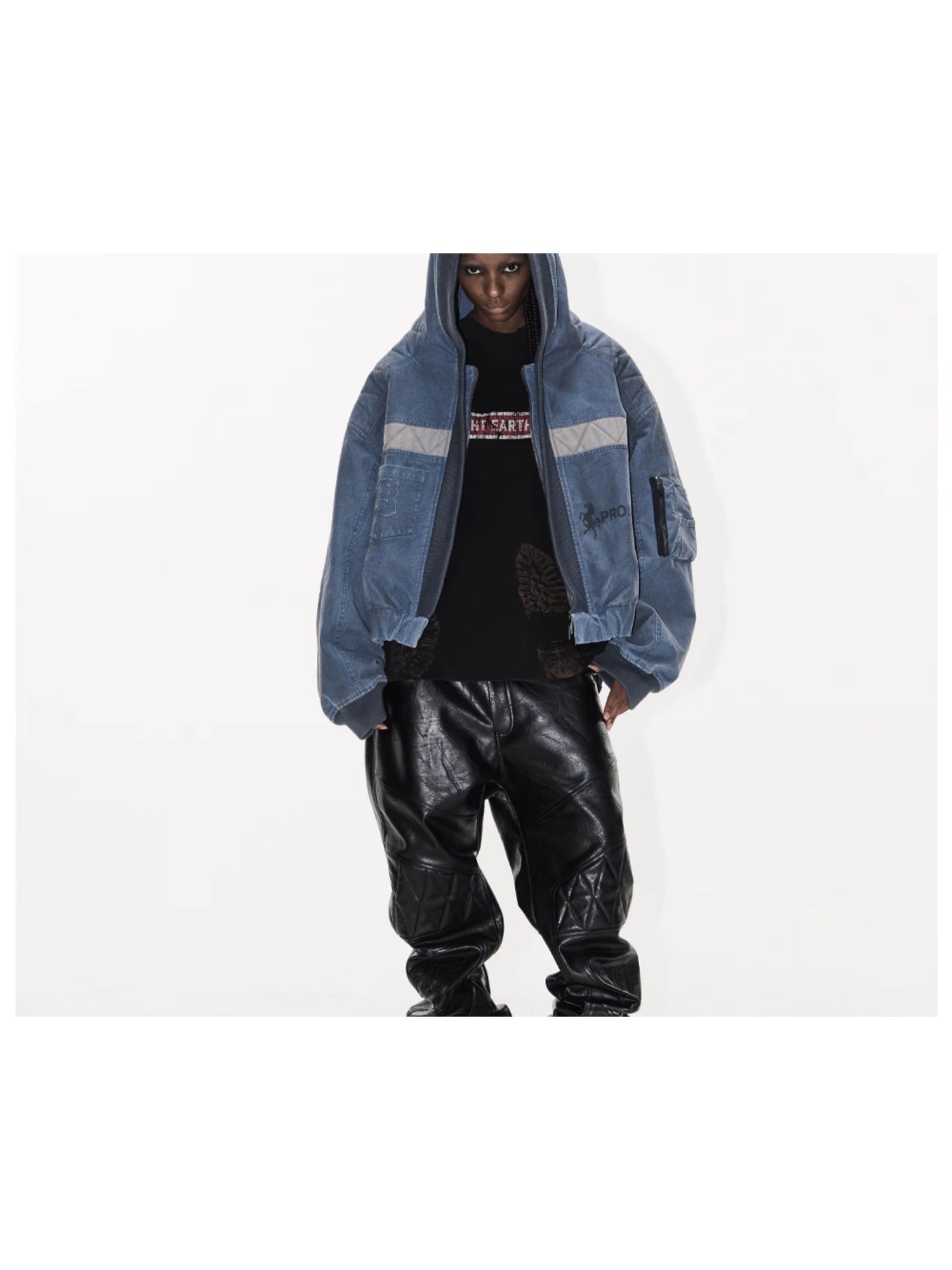 Washed Oversized Utility MA-1 Hooded Jacket