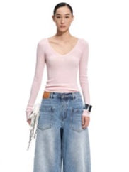 Luna Mercerized Wool V-Neck T-Shirt