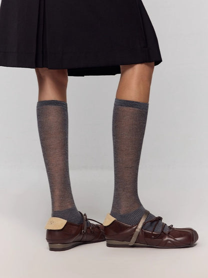 Embroidered Leather Mary Jane Ballet Flats