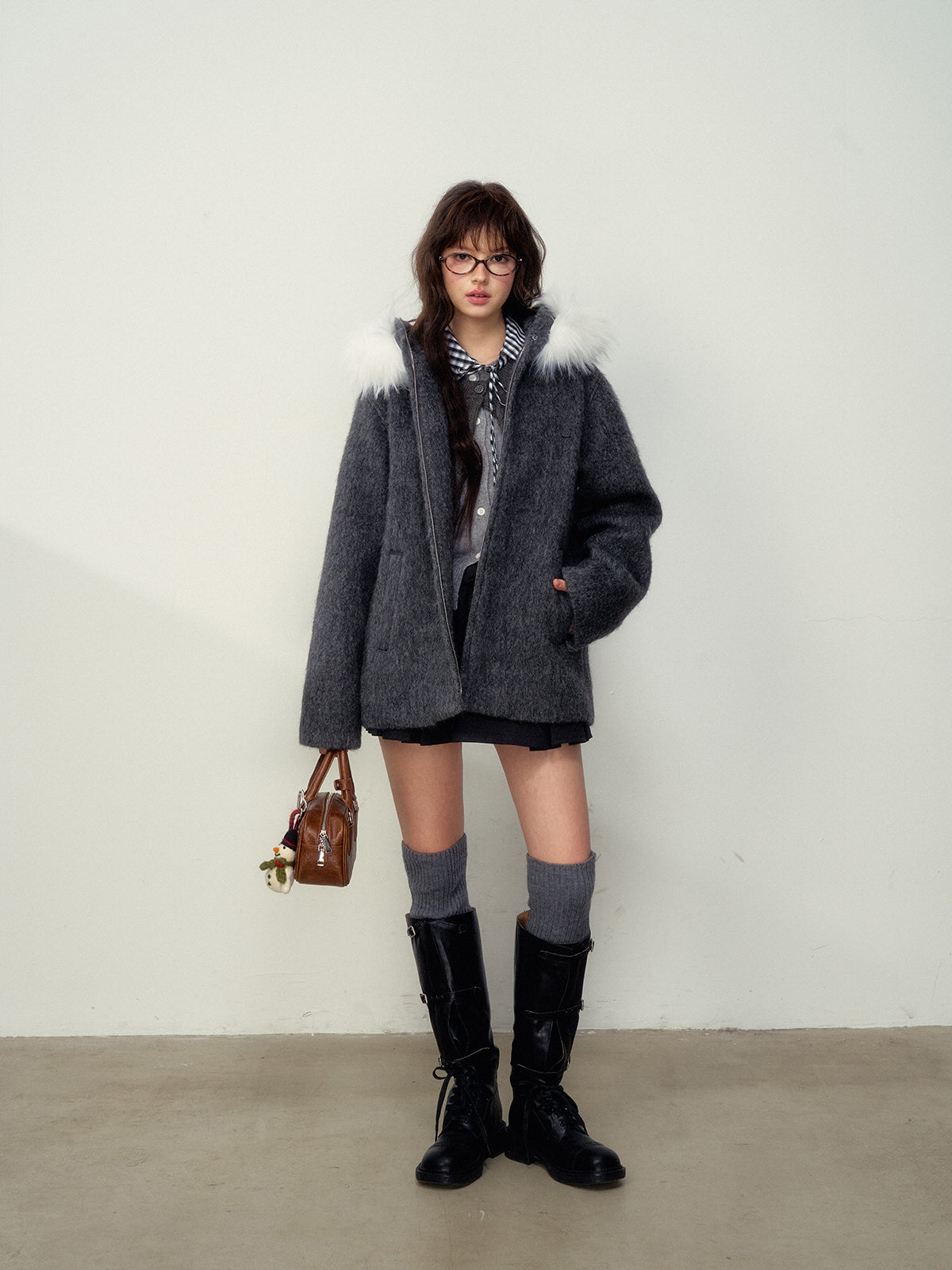 Faux Fur Collar Wool Coat