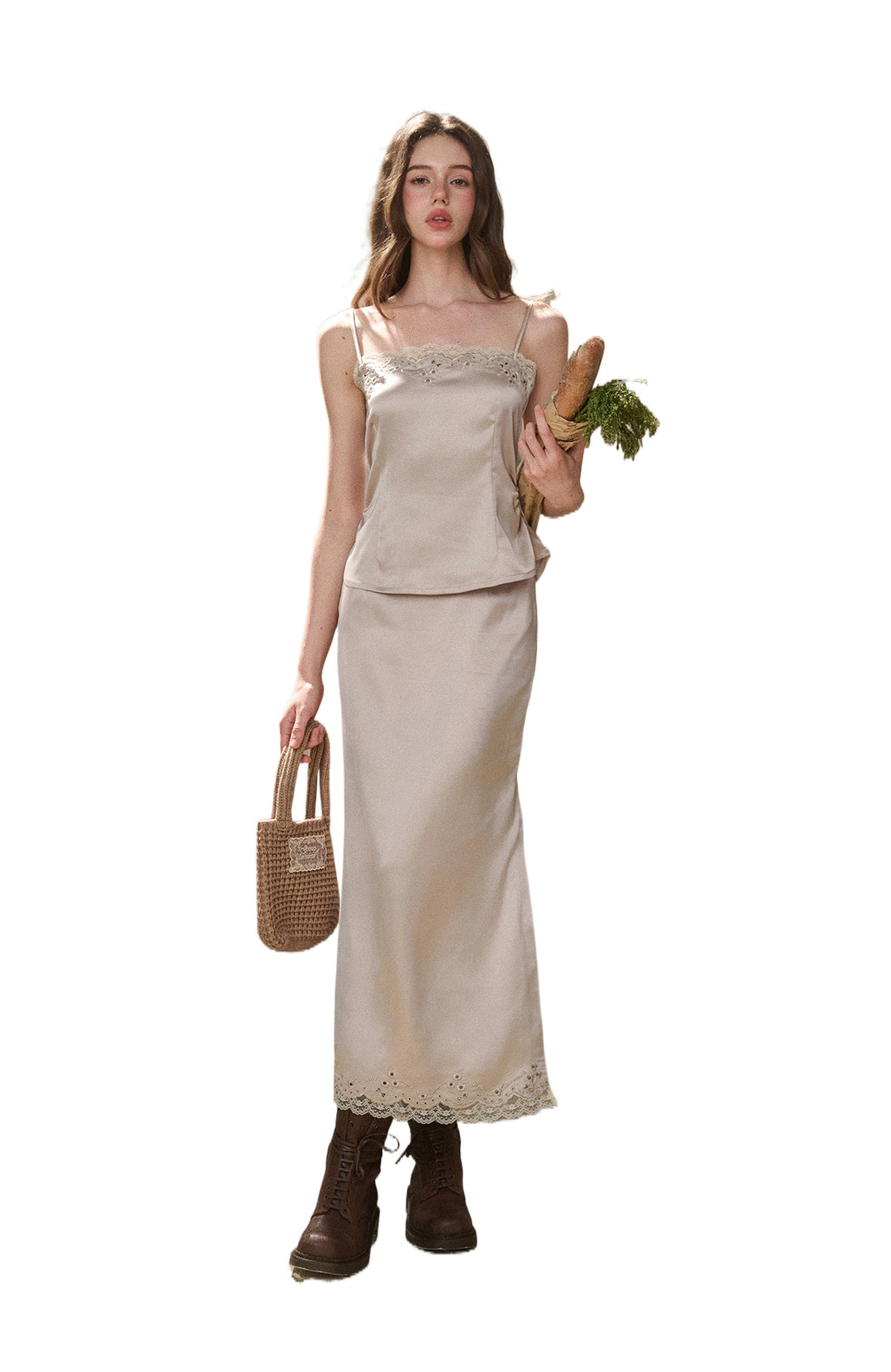 Cosagach Pearl Satin Embroidered Camisole