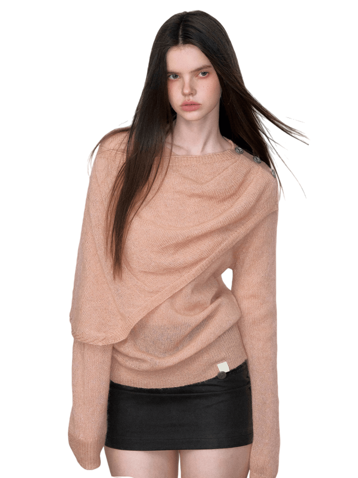 Shawl-Collar Relaxed Wool Knit Sweater