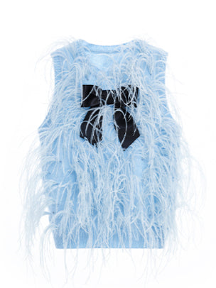 Ostrich Feather Knitted Tank Top