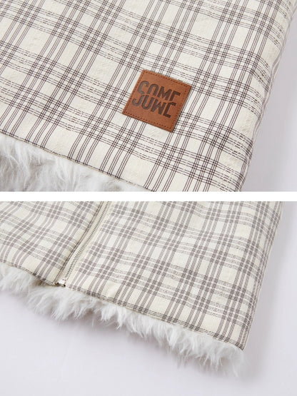 Plaid Patchwork Sherpa Reversible Vest