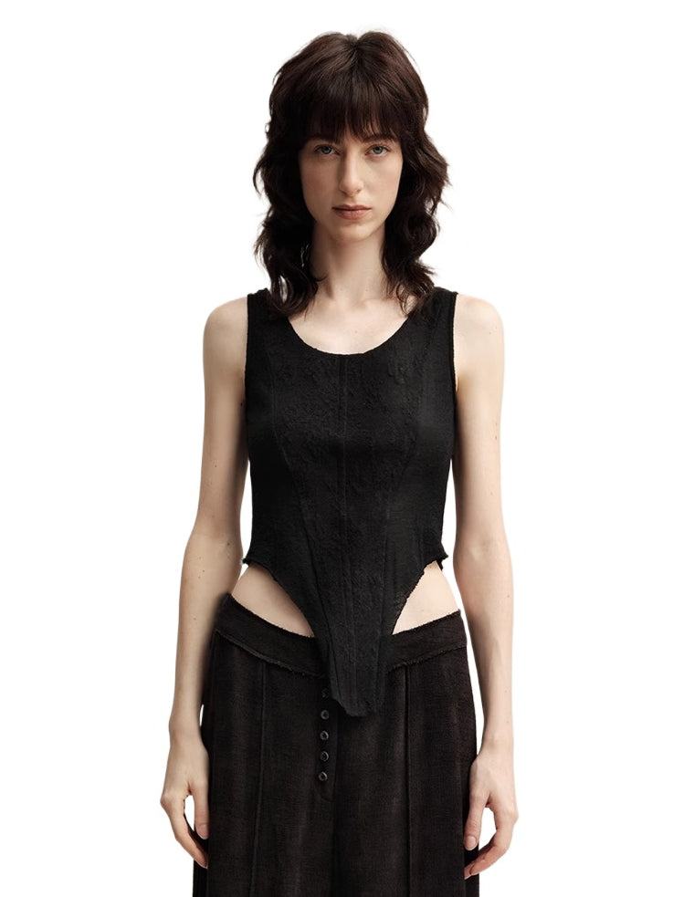 Black Angled Hem Vest Top