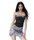 Gray & Black Short Bandeau with Bow Strap Tank Top - CHINASQUAD