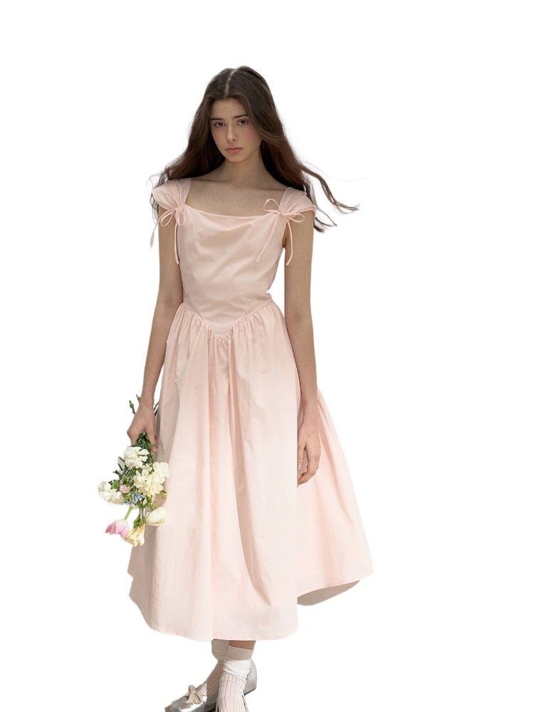 Pink French Vintage Strap Dress - CHINASQUAD
