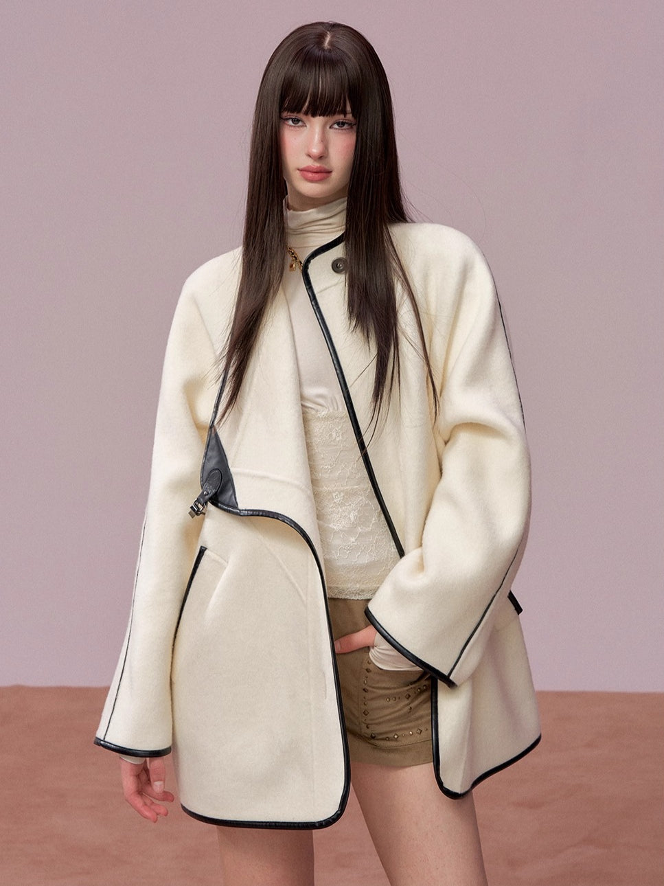 Vintage Shearling-Wool Double-Faced Coat