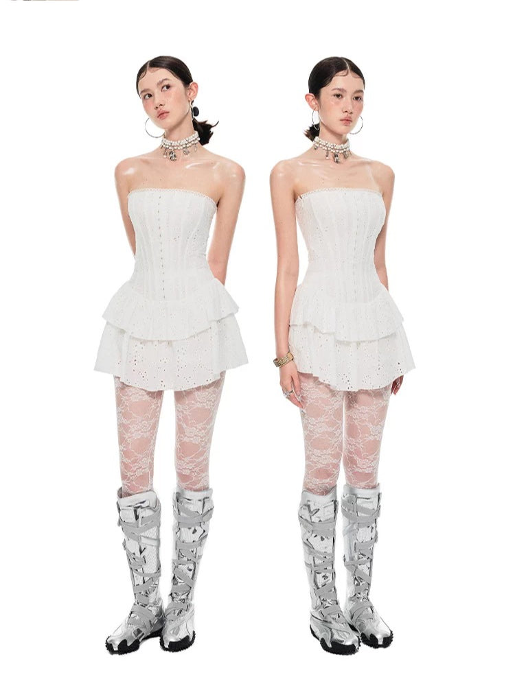 Cotton Jacquard Boned Fit-and-Flare Dress