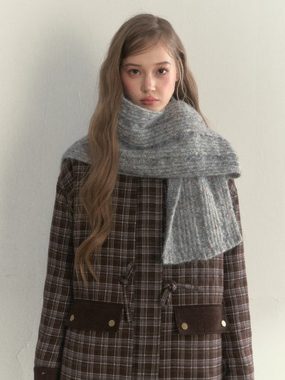 Twist-Knit Speckled Vintage Long Warm Style Wool Scarf