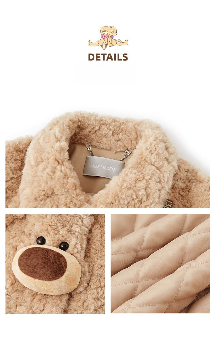 Bear Face Faux Fur Coat