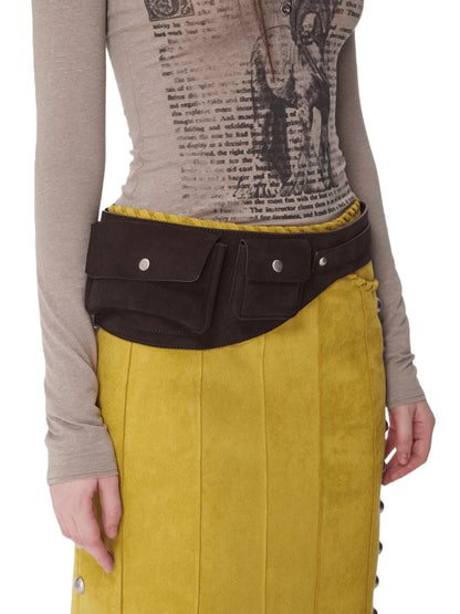 Vintage Suede Multi-Pocket Utility Waist Bag