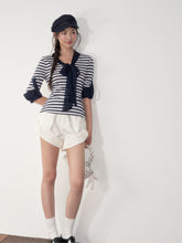 Soote Season Striped Ribbon Cuffed T-shirt - CHINASQUAD