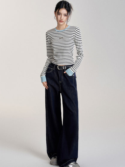 High-Waisted Zip Slim-FitFloor-Length Jeans