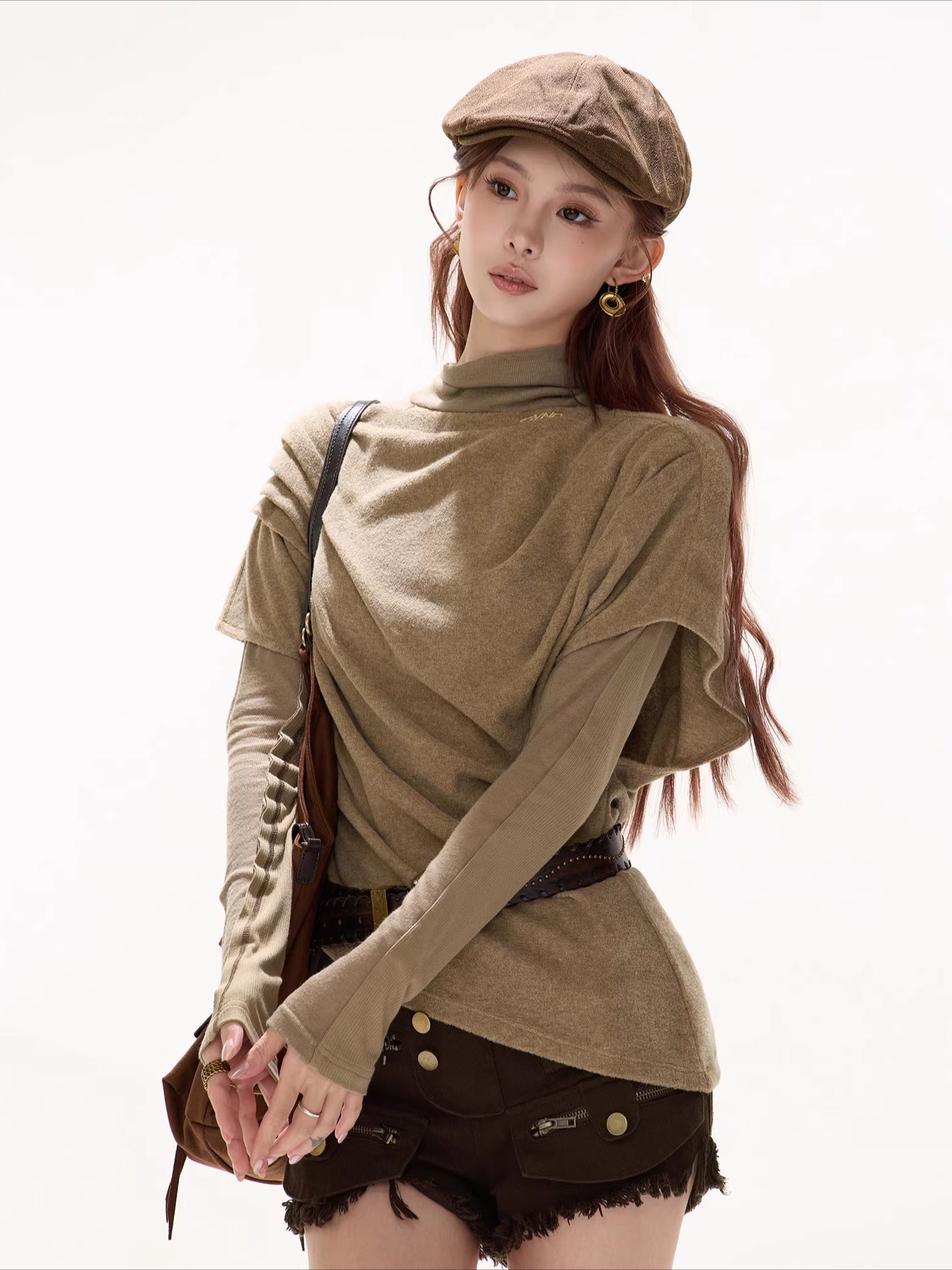 Relaxed Draped Batwing Knit Pullover
