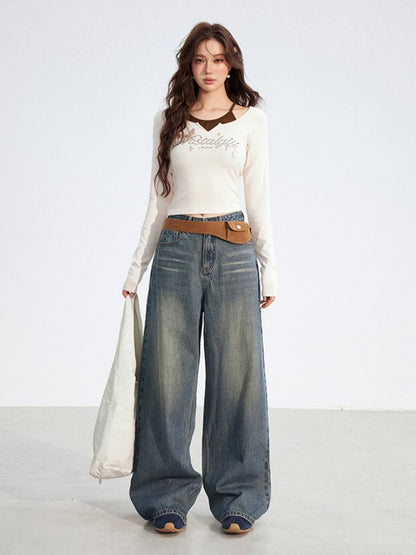 Butterfly Print Layered Slim-Fit T-Shirts