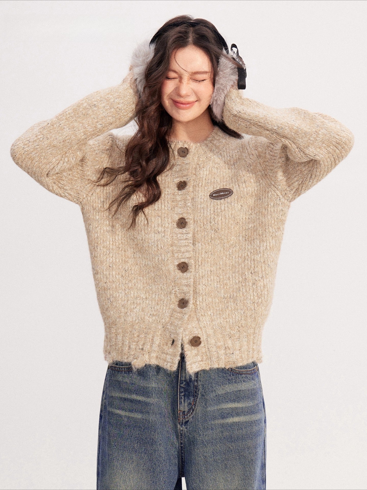 Chunky-Knit Wool-Blend Winter Cardigan