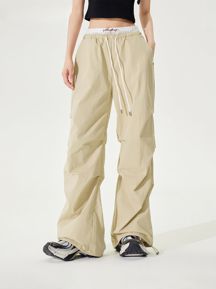 Lace Paneled Pleated Wide-leg Pants - CHINASQUAD
