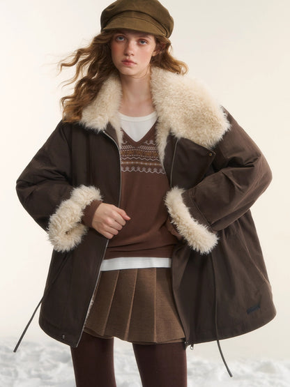 Faux-Fur Oversized Collar Jacket