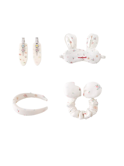 Vintage Hand-Drawn Floral Sleep &amp; Hair Accessory Set