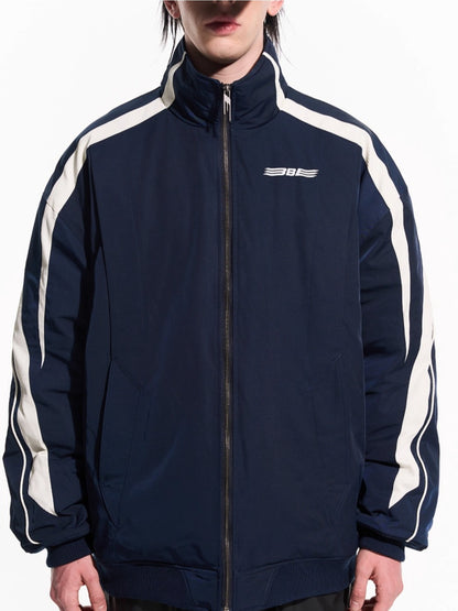 Striped Contrast Padded Cotton Jacket