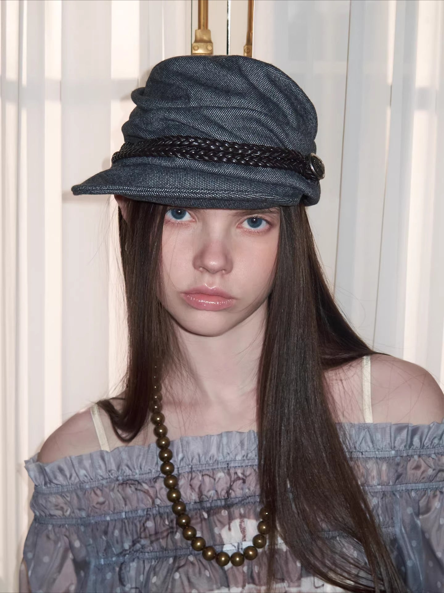 Court-Style Pleated Soft Baker Boy Cap