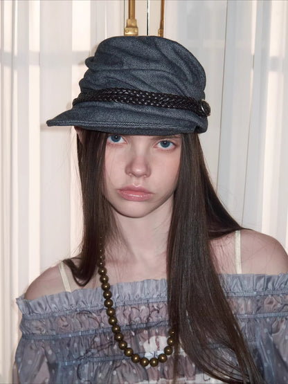 Court-Style Pleated Soft Baker Boy Cap
