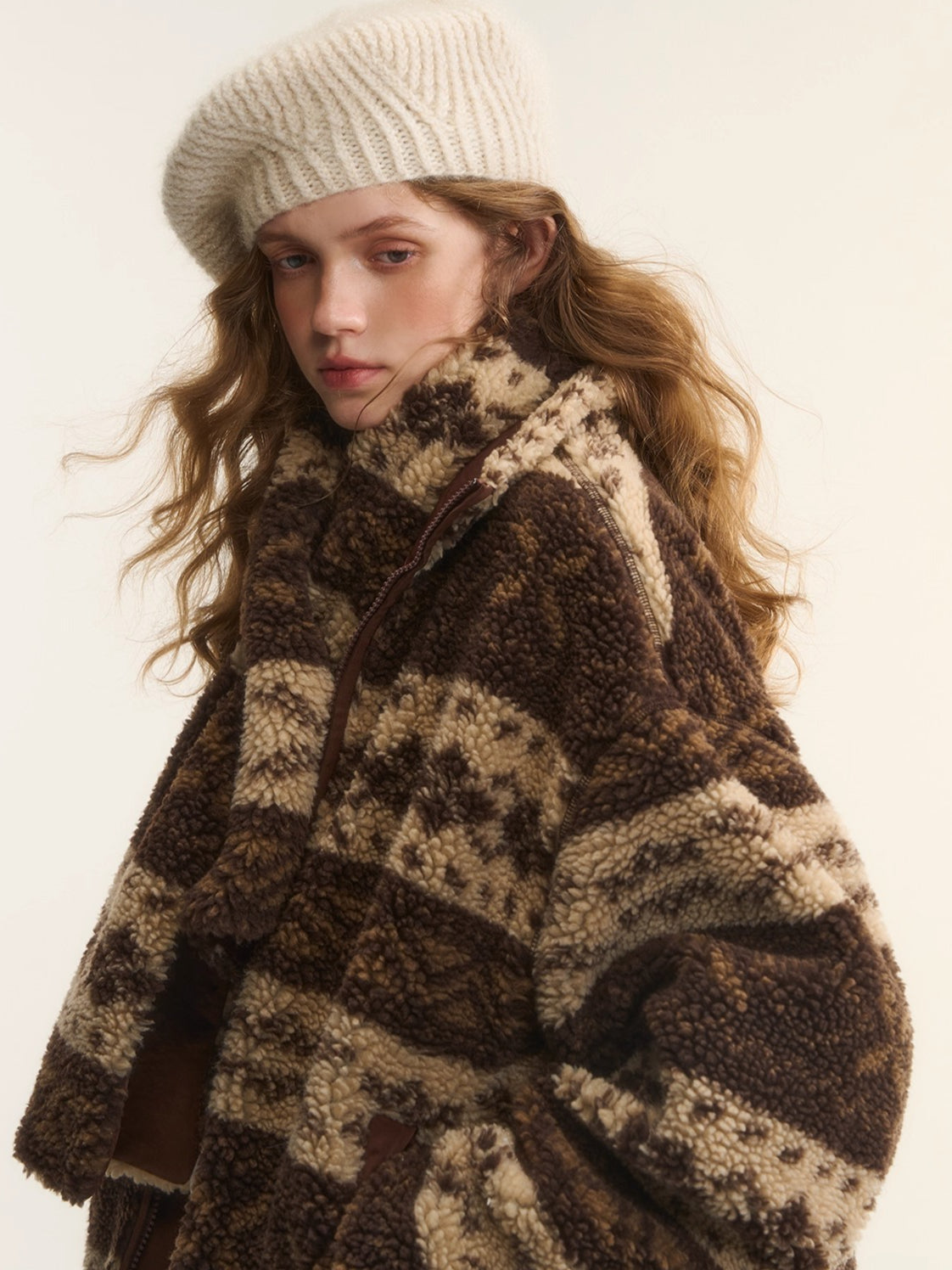 Fleece Stand-Collar Jacket with Scarf