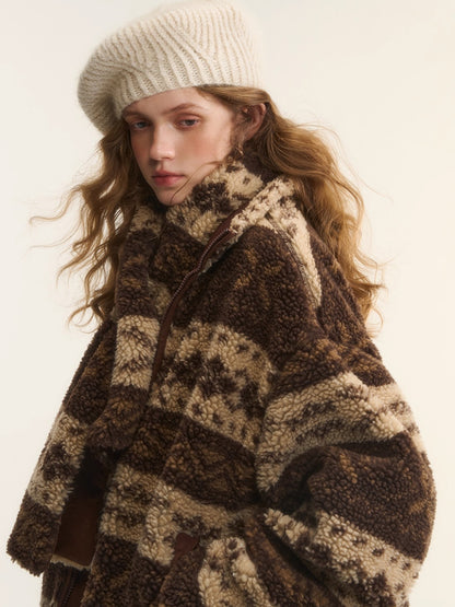 Fleece Stand-Collar Jacket with Scarf