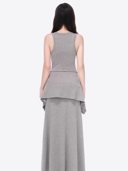 Waist-Tie Cardigan Two-Piece Long Dress Set