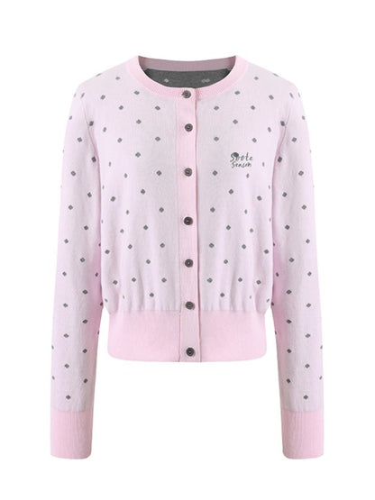 Polka Dot Jacquard Knit Cardigan