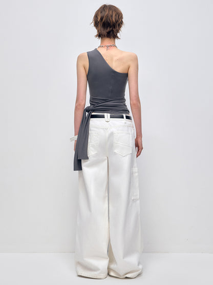 Irregular Slanted Single Shoulder Vest